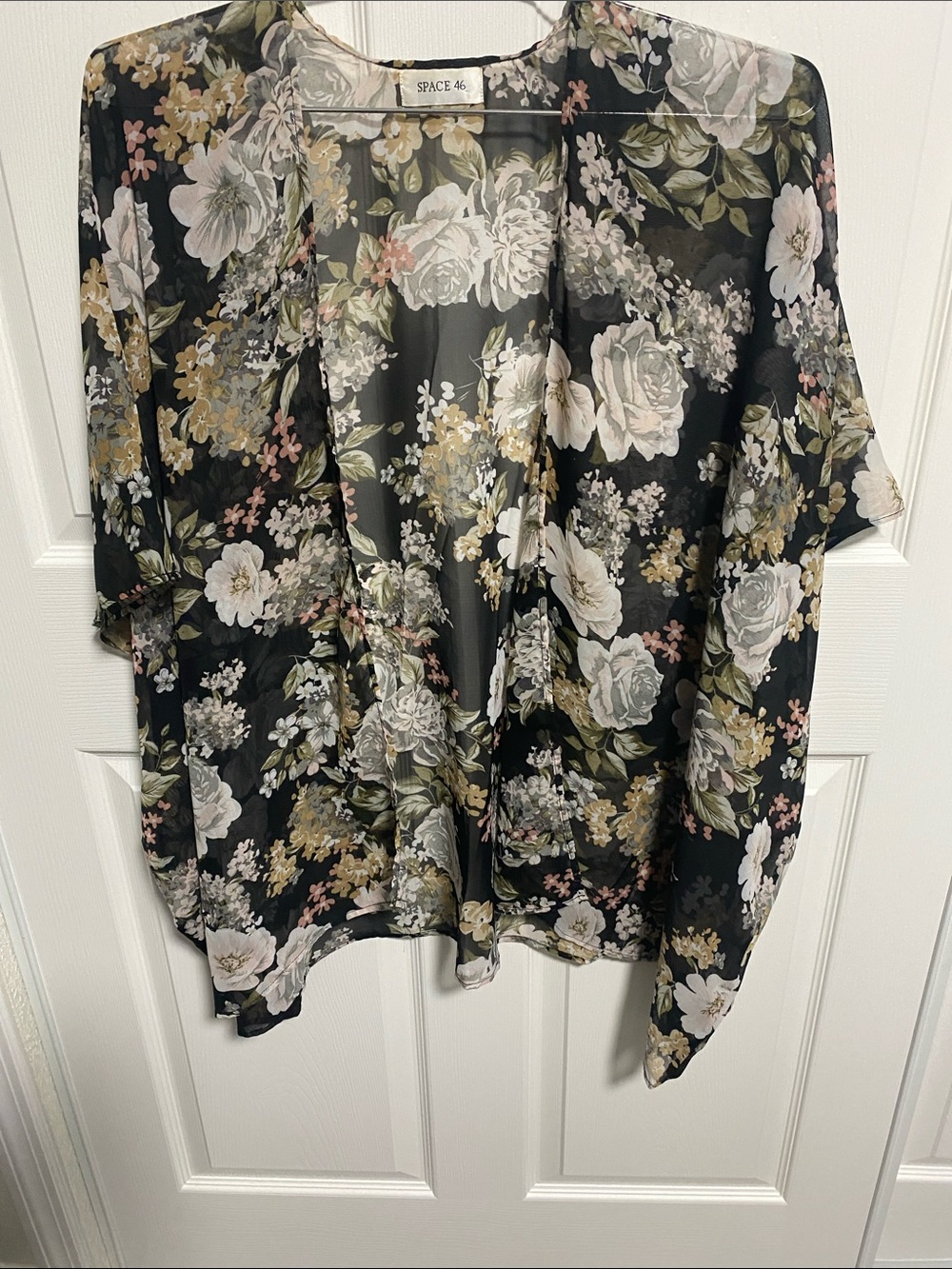 Black Floral Sheer Kimono